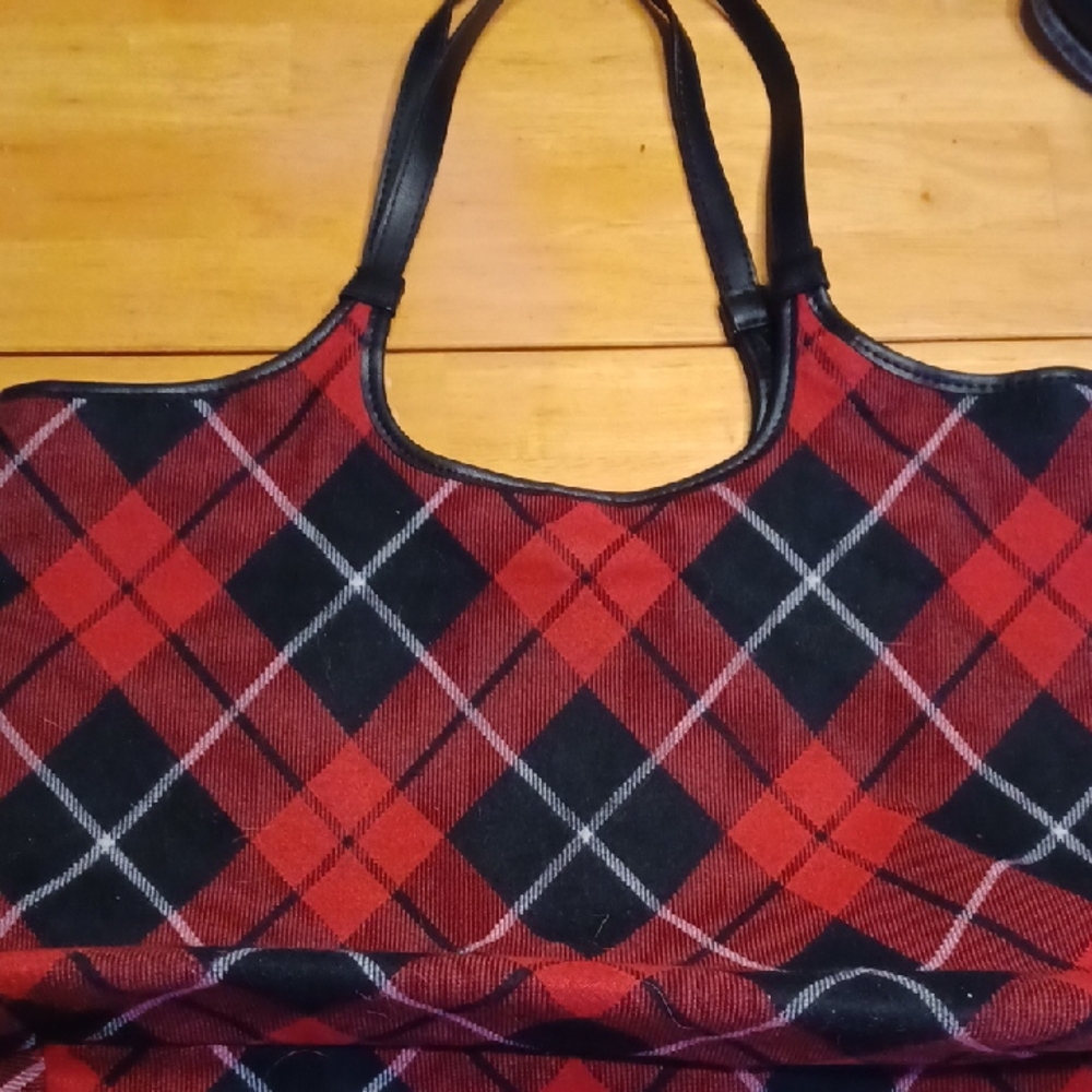 Victoria's Secret Red and Black Checkered Tote - Picture 5 of 8